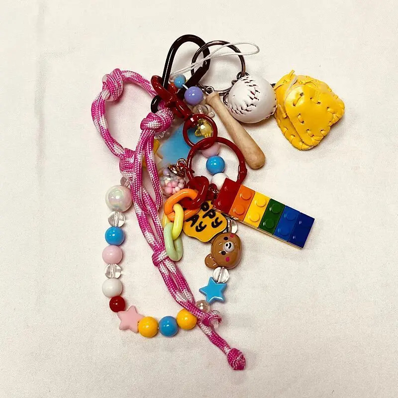 Fashionable Ins Rainbow Beads Novel Hanging Chain Ropes Key Bag Pendant For Men And Women Jewelry Accessories 251023