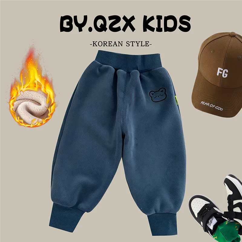 Boys Girls Fleece Sweatpants Winter Autumn Kids Thick Velvet Warm Trousers Teen Cotton Casual Pants Children Clothes 110 YearsT251027