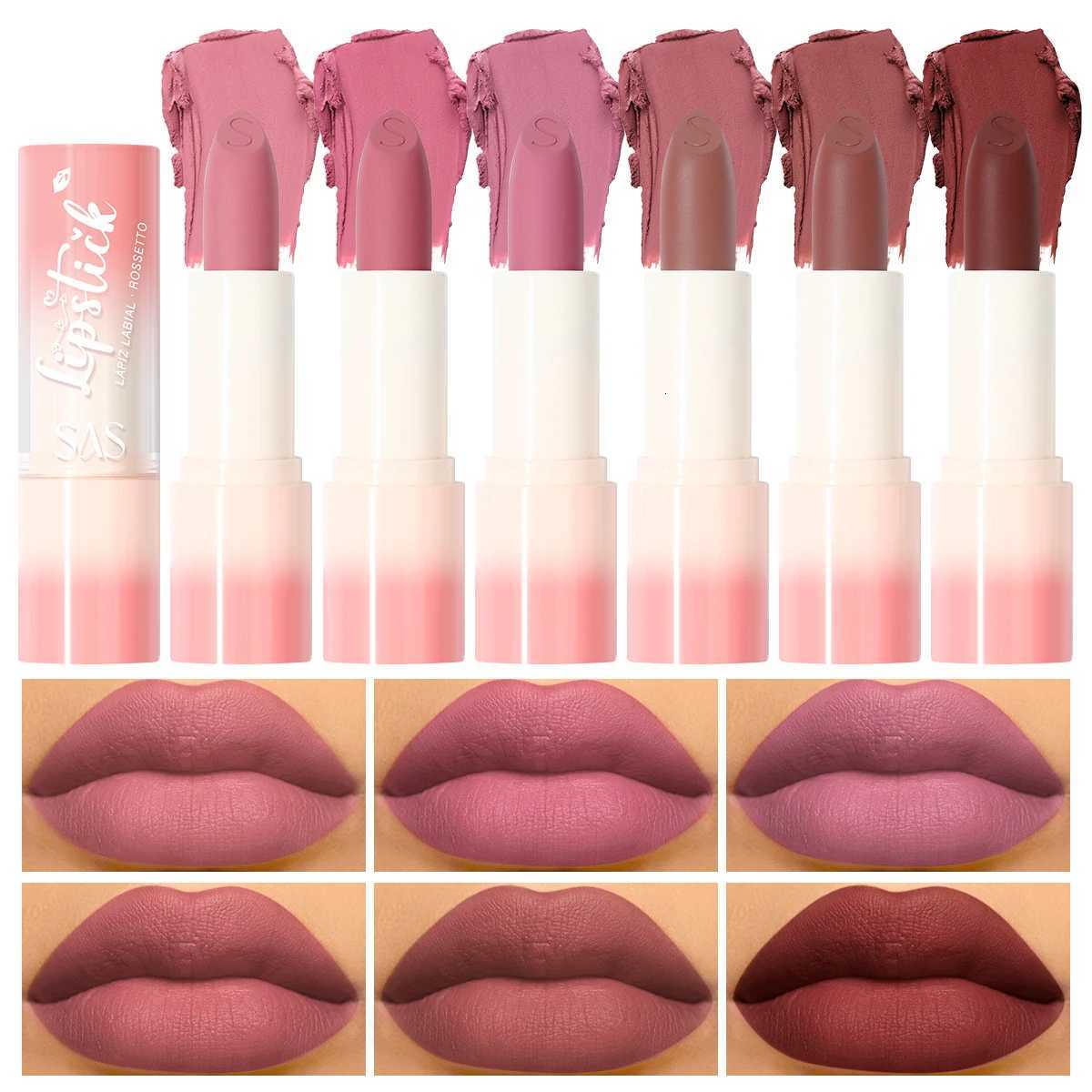 SAS 6color advanced matte velvet mist lipstick waterproof nonstaining vivid color silicone lipstick W251027