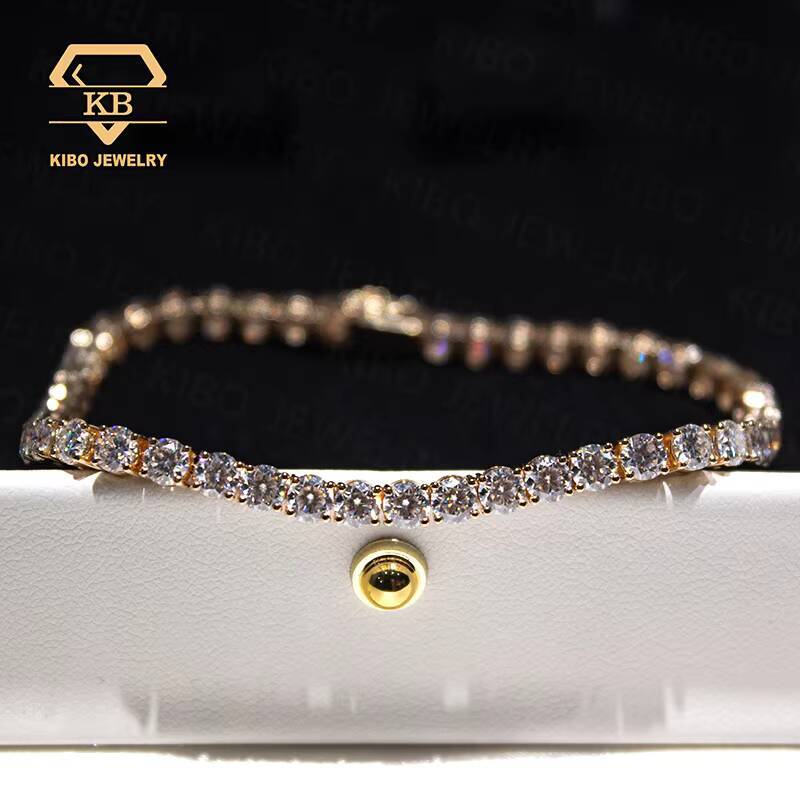 Tennis Iced Out D Color VVS Moissanite Diamonds Mens Womens Real Solid 10K Gold Tennis 4MM Moissanite Chain Bracelet