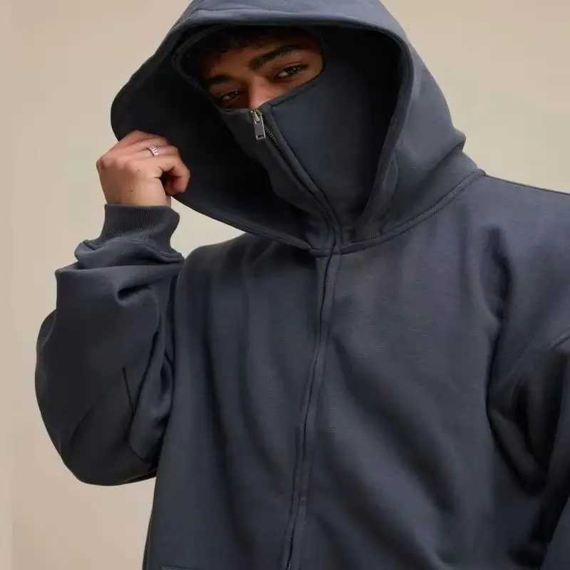 Ninja mask hooded mens winter windproof and warm double hat design sports jacket outdoor running and cycling jacket Gothic Hara W251027