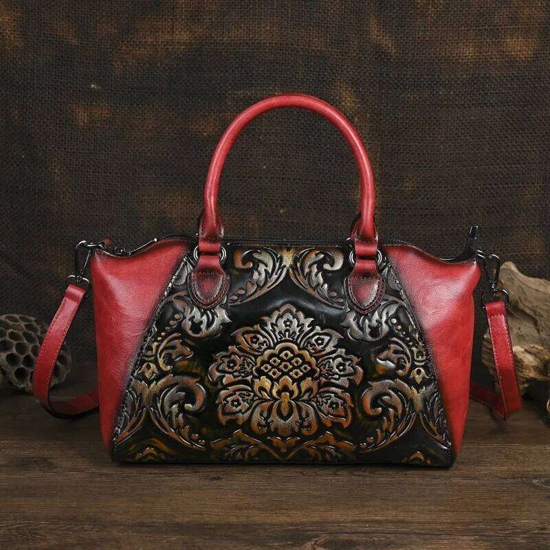 Designer Luxury D Floral Ladies Leather Handbag Vintage Woman Tote Bag Fashionable Female Shoulder Or Crossbody Bags