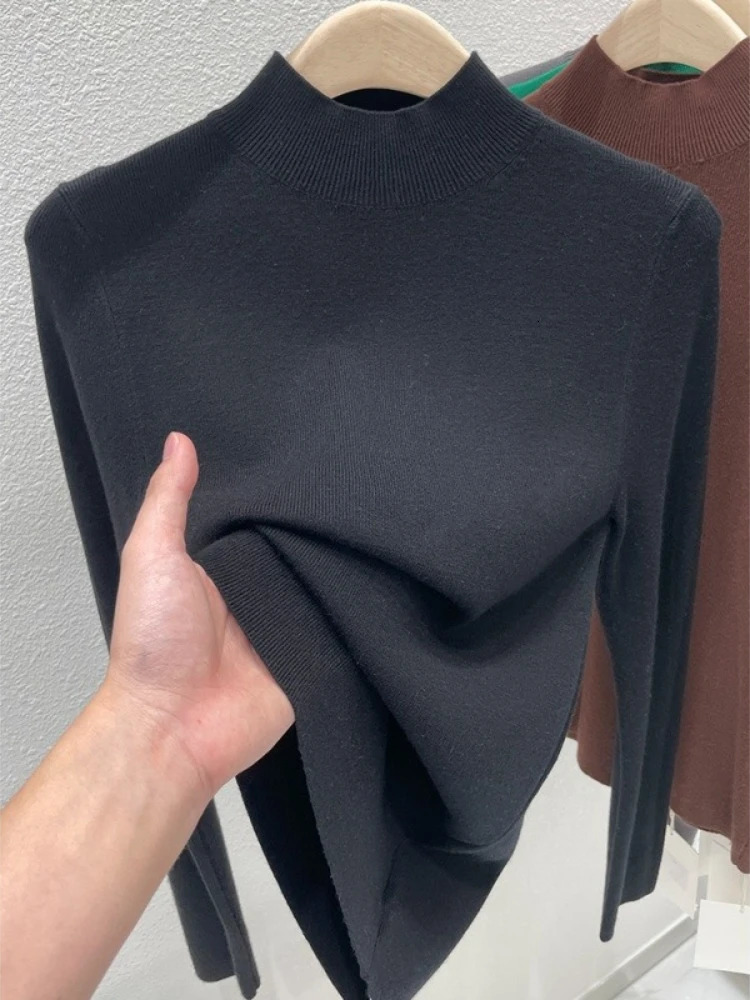 AOSSVIAO Women Autumn Winter 2025 Fashion Turtleneck Jumpers Female Slim Fit Sweater Ladies Solid Color Knitted Soft Pullovers 251027