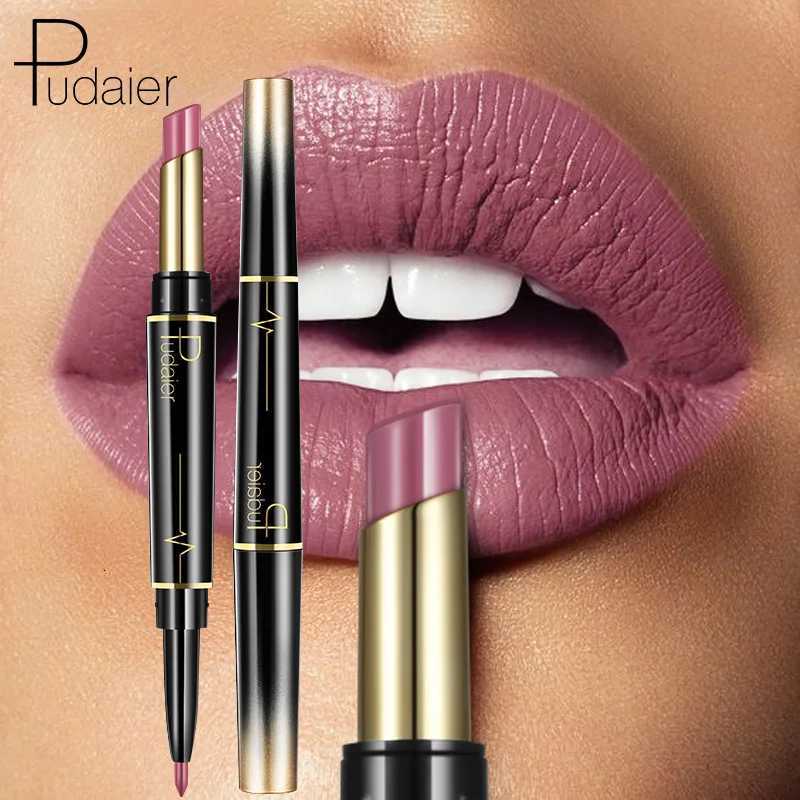 Pudaier Makeup 2 in Matte Lipstick Lip Liner Nude Lip Stick Pencil Make up Cosmetics Lip Balm Matt Cream Lipbalm Lipliner W251027