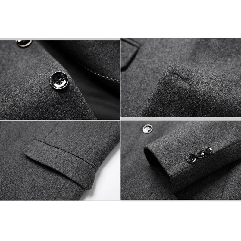 BROWON Business Casual Wool Blazer Men Autumn and Winter Solid Men Blazer Regular Fit Long Sleeve Blazers for Men 251023