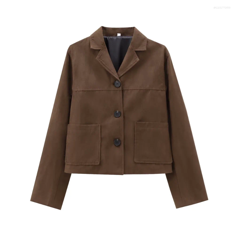 Women's Jackets Autumn European And American Style Versatile Old Money Brown Suede Leather Short Coat