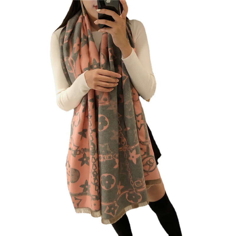Free shipping Designer Scarves 2025 New Autumn Winter Fashion Double sided Scarf for Women Extended Thickened Warm Shawl