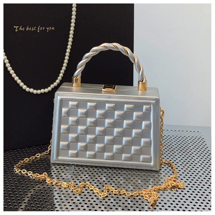 Free shipping designer bag Trendy Simple Bag for Women Handbag Box Bag Exquisite Plaid Chain Crossbody Tote Bag