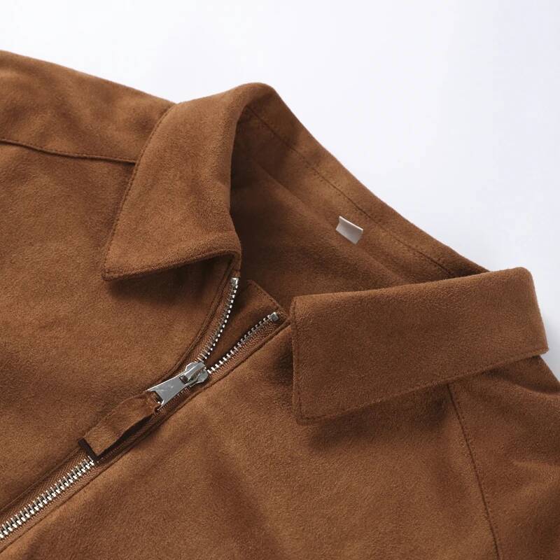 winter jacket women Vintage Suede Zippers Short Jackets Women's Casual Lapel Full Sleeve Pocket Jacket 2025 Autumn Winter New Lady Street Outwear