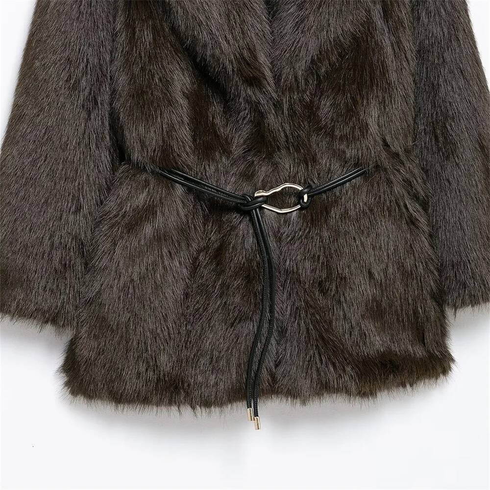 winter jacket women Women's Belt Decoration Collar Solid Color Medium Autumn/Winter New Long Sleeve Loose Coat