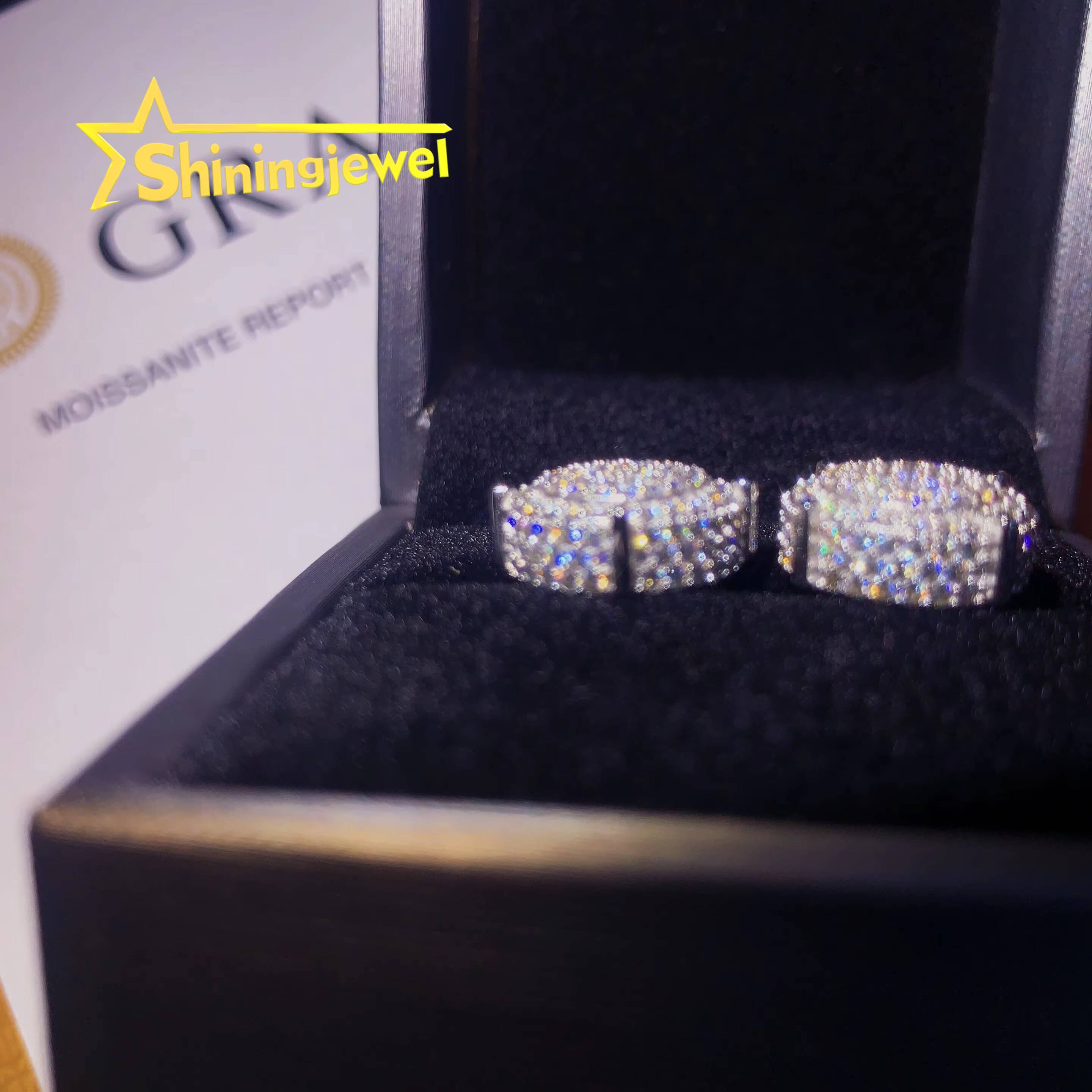 Big Thick Circle 14mm Iced Out Earrings Studs Rapper Jewelry GRA Certification Pass Diamond Tester 925 Moissanite Stud Earrings