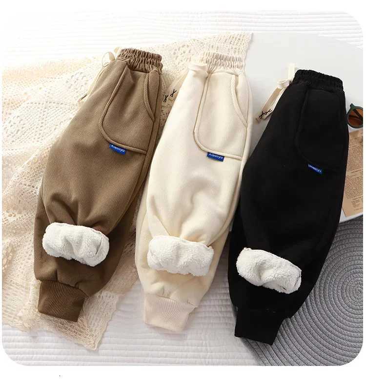 26Y New Boys Winter Thick Sweatpants for Girls Casual Pants Boy Student Loose Sports Pants Baby Pockets Kids TrousersT251027