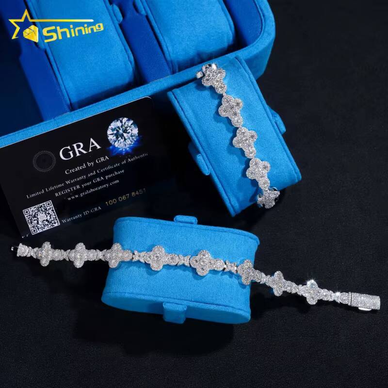 Pass Diamond Tester 10MM 13MM 925 Silver White Gold Cross Vvs Moissanite Hip Hop Iced Out Jewelry Tennis Bracelet