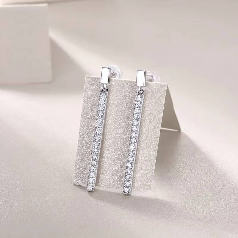 Fashion S925 Sterling Silver Ladies Fine Accessories Female Mutigems Earrings Moissanite Women Stick Earrings