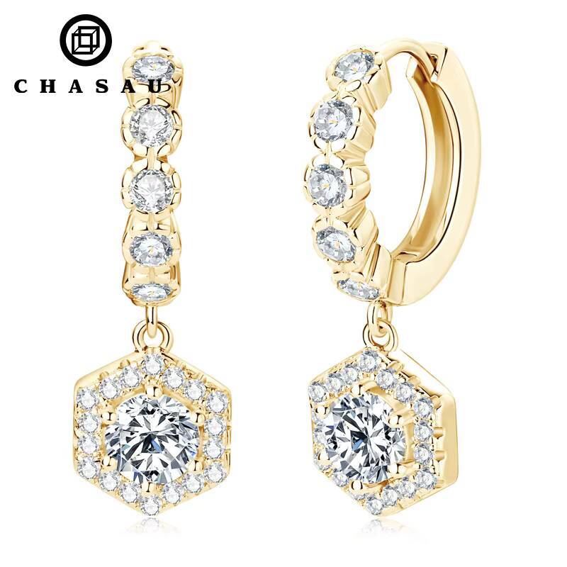 Luxury High Quality Jewelry 925 Sterling Silver Round Cut Stone 5mm D Color VVS1 Moissanite Ladies Earrings for Women