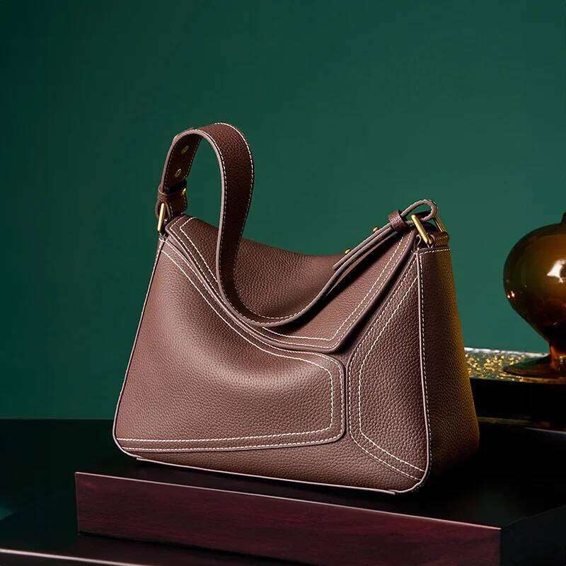 New Cowhide Women's Shoulder Fashion Geometric Design Women Crossbody Bag Genuine Leather Popular Female Handbags