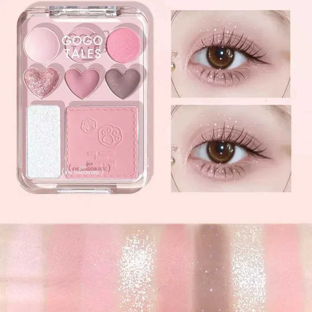 Gogotales Heart Eye Shadow Plate Purple Peach Blush Cheek Tint Shimmer Eyeshadow Long Lasting Highlighter Girl Makeup PalleteXJ251027