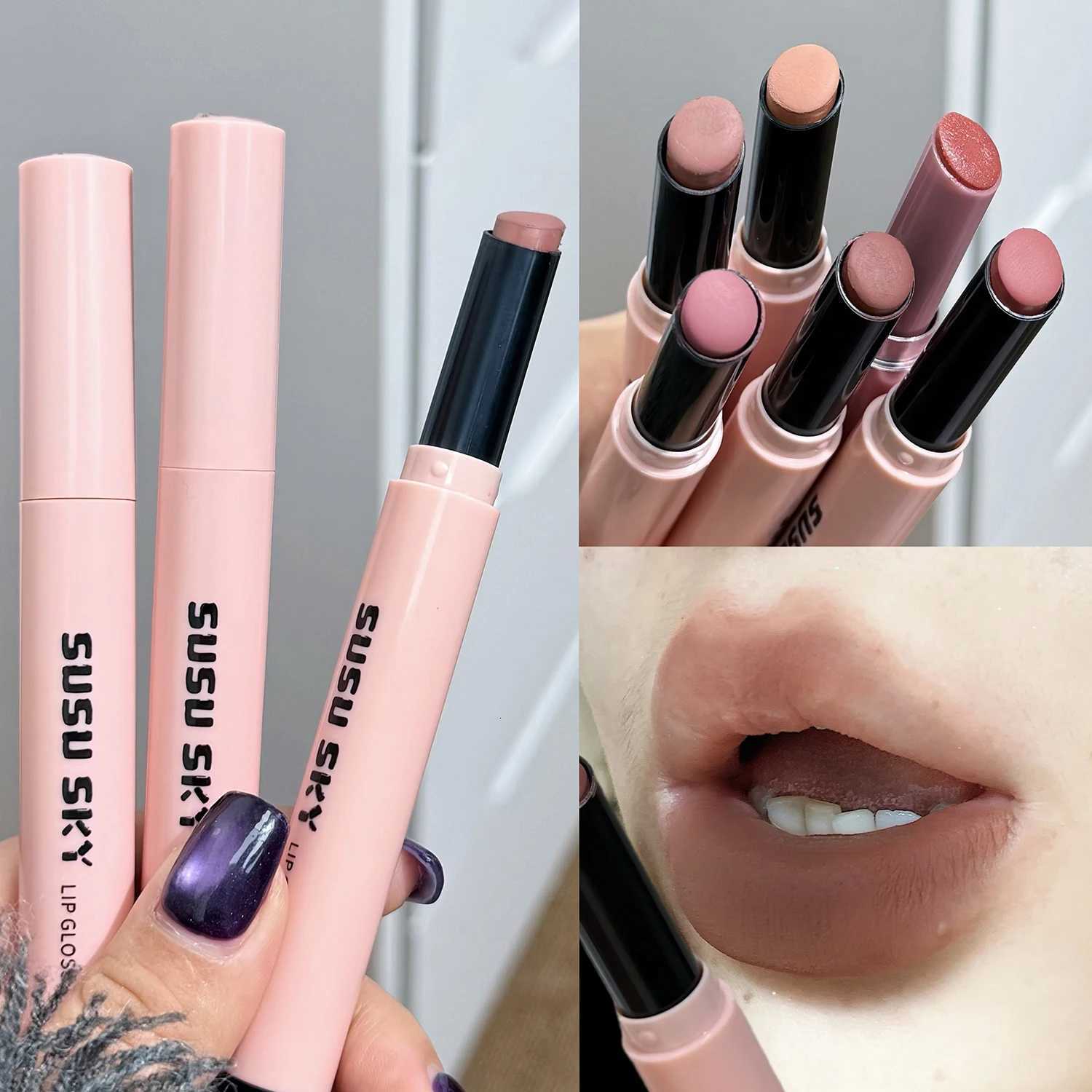 Smoky Grey Violet Lipstick Matte Velvet Finish Smooth Application Lip Mousse Waterproof Mirror Glossy Lip Tint Not Fading Makeup W251027