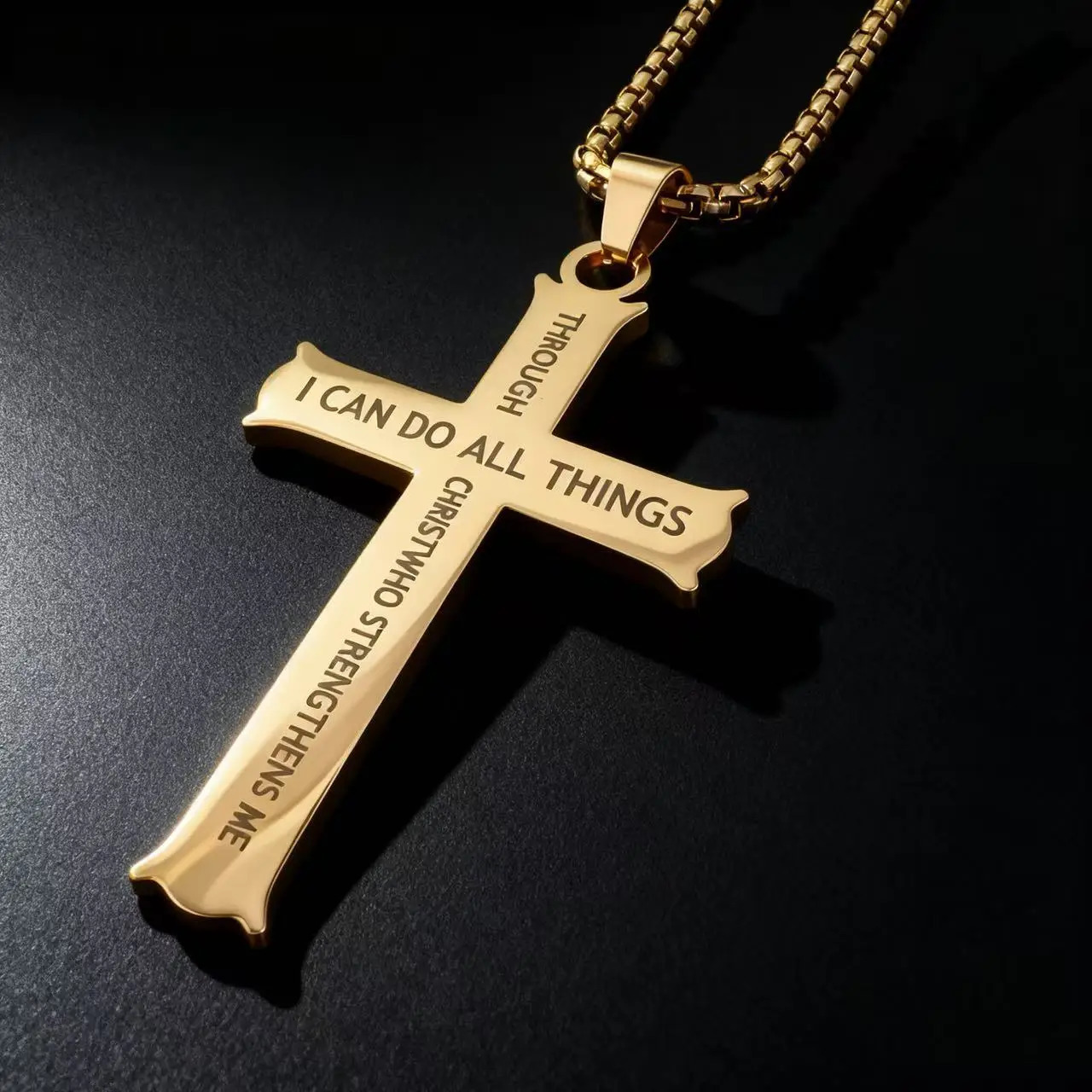 YQ Stainless Steel Cross Chain Necklace Pendant For Men Women Religious Jewelry Accessories 251020