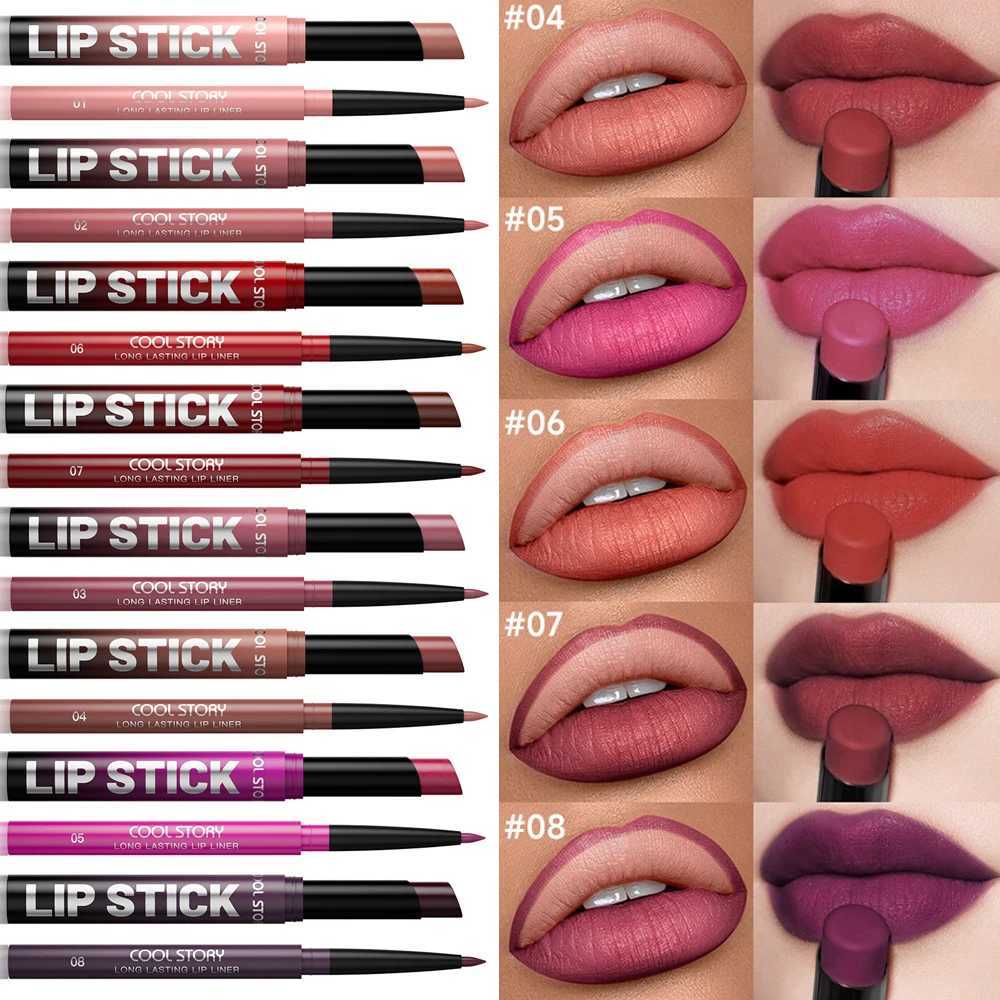 2Pcsbox Matte Lipstick Lip Liner Pencil Set NonStick LongLasting Velvet Nude Matte Lipstick Pen Smooth Waterproof NonFading W251027