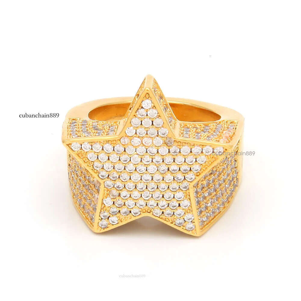 men's passed GRA Dia Five-pointed Men's star Hip Hop trendy moissanite dia gold sterg sier cuban women ring