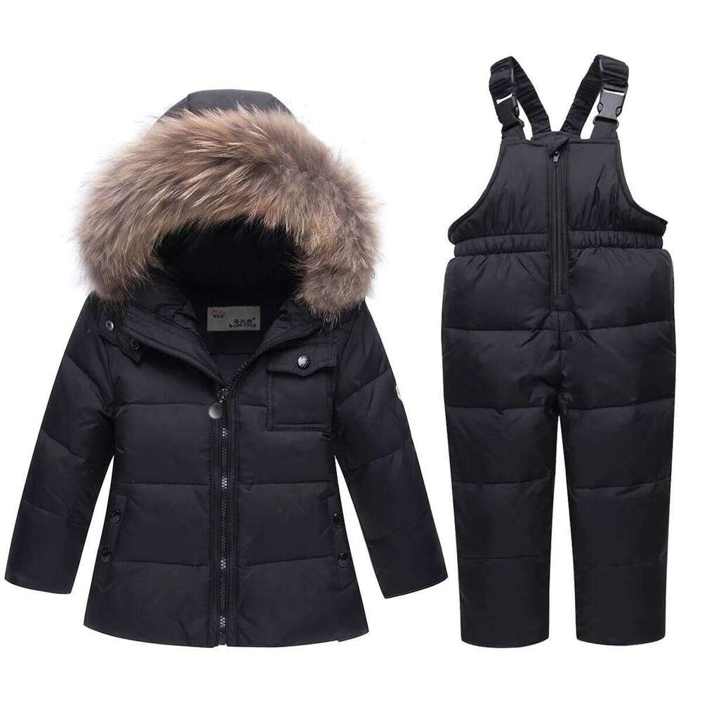 Winter Children Boys Clothes Set Warm Down Jacket Coat + Overalls For 1-5 Years Kids Baby Girl Snowsuit Suits