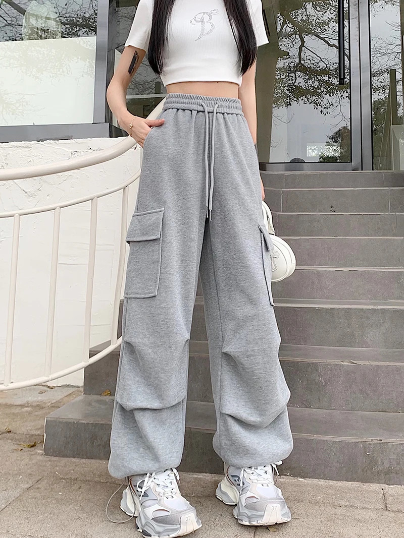 American Drawstring n Cargo Pants Women Fashion Hiphop Streetwear Woman Trousers Summer Allmatch Cargo Pants 251027
