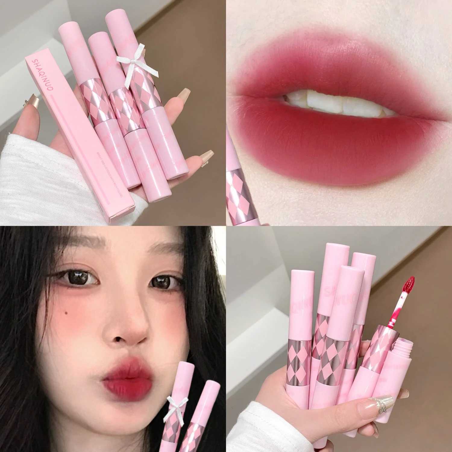 Double Head Lip Gloss Sexy Red Lips Makeup 2 in Lip Mud Mirror Water Gloss Lip Glaze Matte Lipstick Waterproof Korean Cosmetic W251027