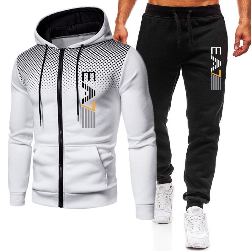 Fashion Mens Tracksuit Womens Hoodie Sport Tracksuits Pullover Hoodies Sweatshirt Trendy Hoody Sportsuits Pant Printed EA7 Hooded Trousers Sportswear Pants Suit