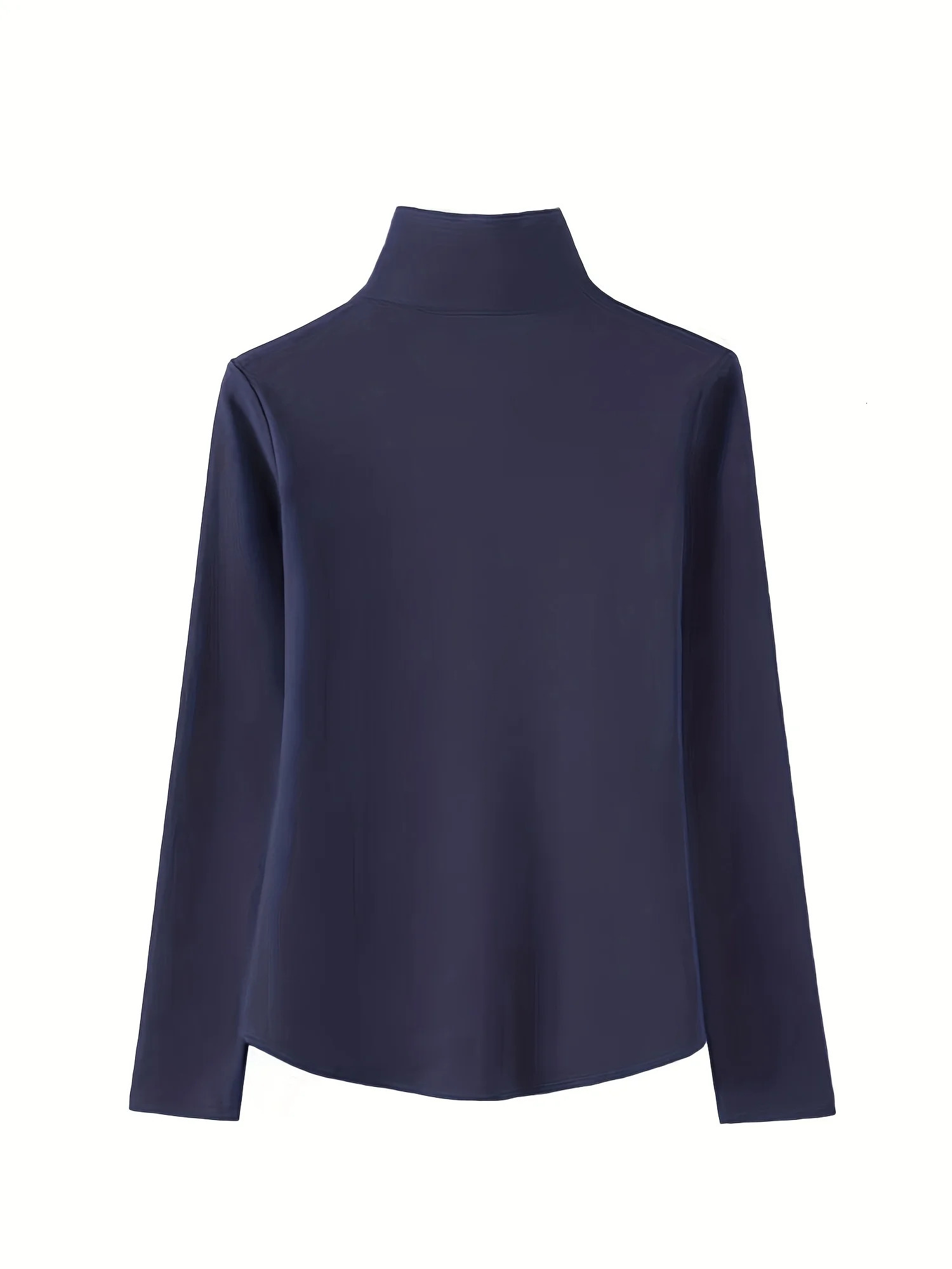 Womens solid color half zipper fashion and leisure long sleeve POLO shirt can be machine washed and dry cleaned 251027