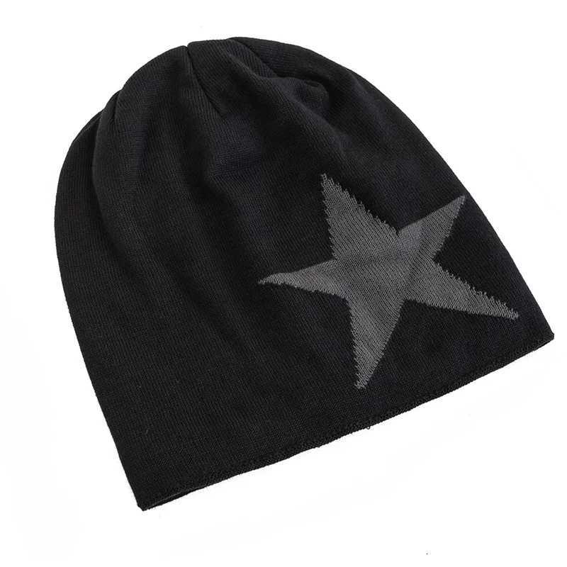 New Unisex Slouchy Winter Hats Five Star Pattern Warm Hats For Men Women Plush Fur Lined Fashion Ski Beanie CapW251027