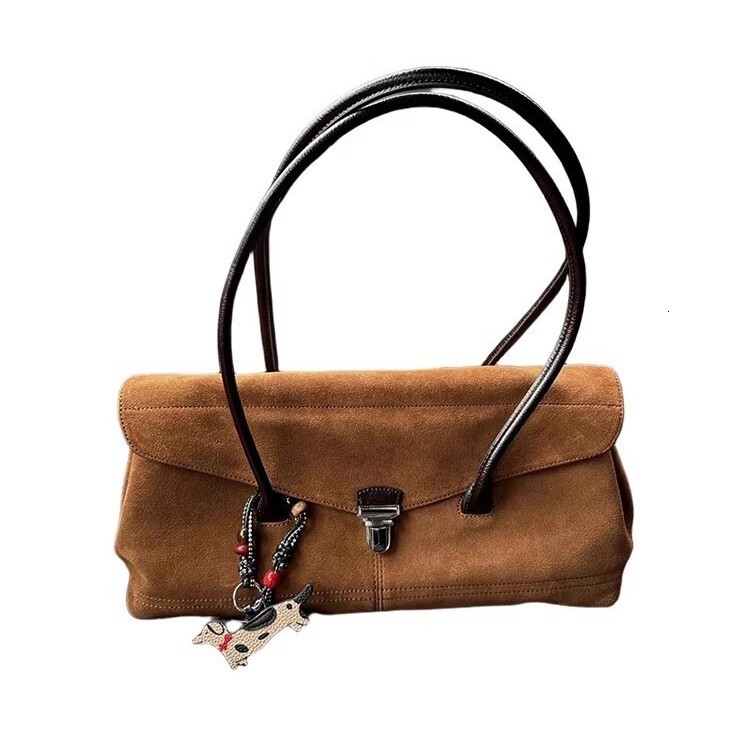 Designer Brown Suede Premium Women's Handbag Autumn/Winter New Multi functional Suede Fashion Shoulder Bag