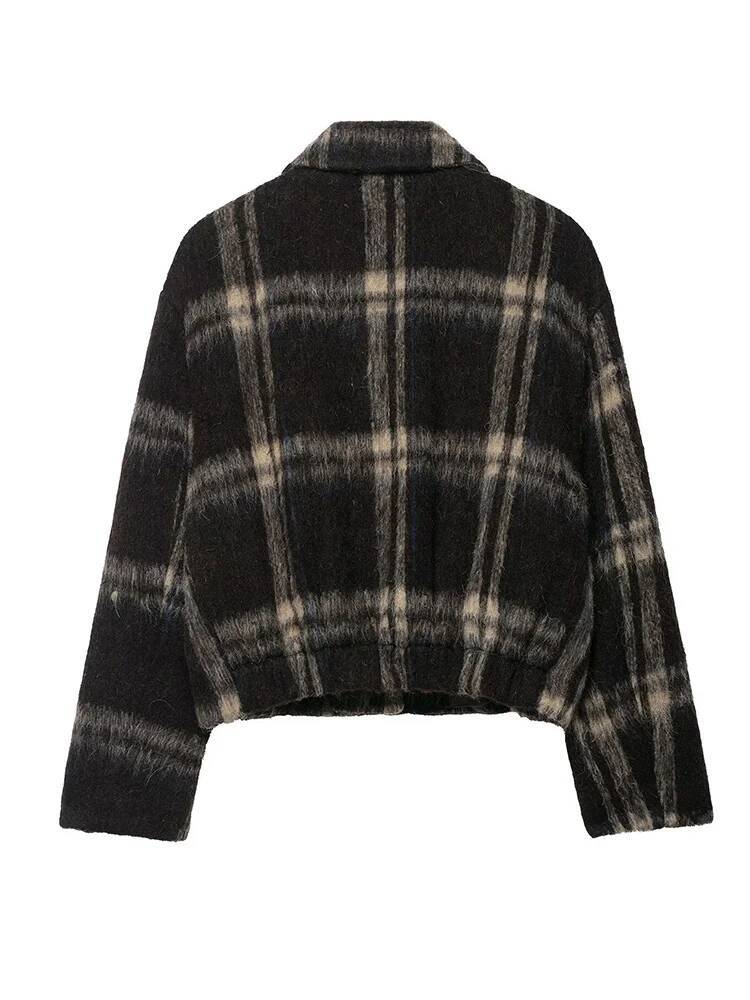 winter jacket women TFMLN Autumn New Women Plaid Jacket Fashion Elegant Long Sleeve Button Up Short Woolen Coat Female Winter Casual Outerwear