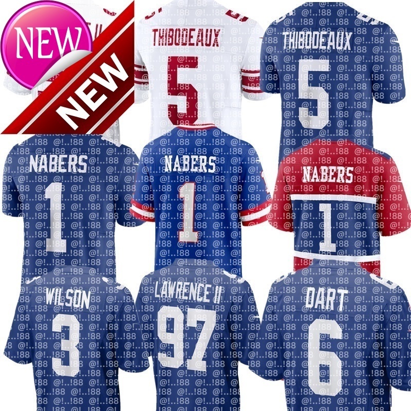 Russell Wilson Malik Nabers Jaxson Dart Abdul Carter Brian Burns Dexter Lawrence II Bobby Okereke Deonte Banks Okereke Lawrence Taylor NFL Giants Football Jersey