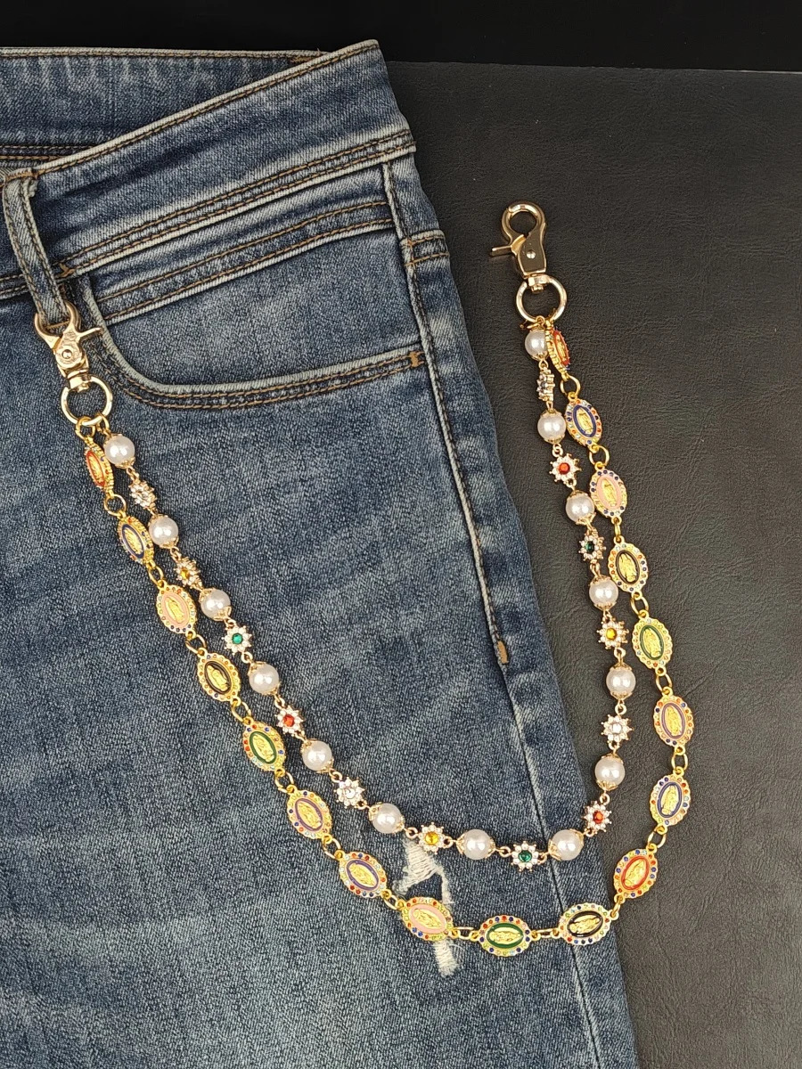 DIY Multicolored Pearl Pants Chain Multifunctional Fashion Accessories Hip Hop Rock Men And Women Ones Waist Decoration 251024