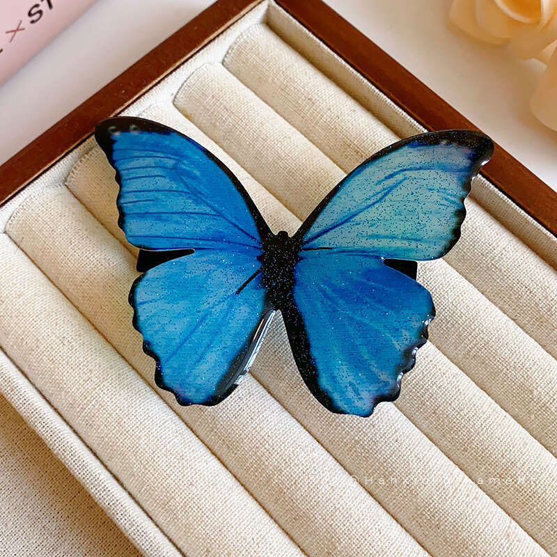 Summer Dreamy Blue Butterfly Niche Bangs Side Clip Super Fairy High-end Hairpin Hair Accessory