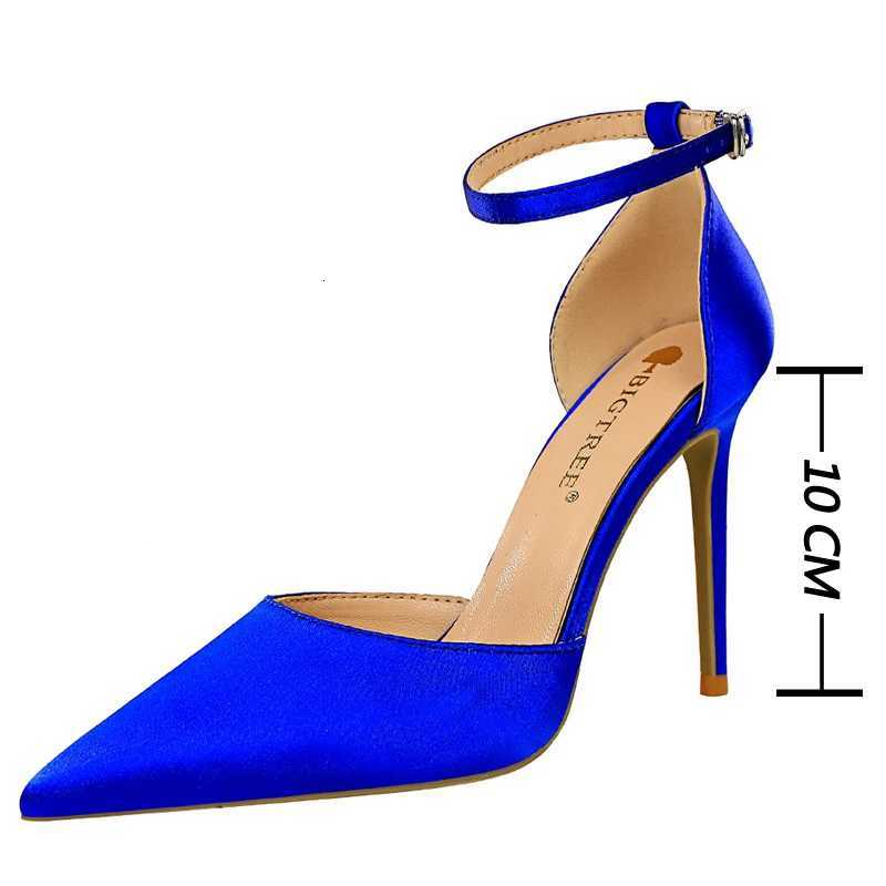 BIGTREE Shoes Satin With Shallow Pointed Women Pumps Buckle High Heels Female Shoes Stiletto Heels Sandals Sexy Party ShoesXJ251027