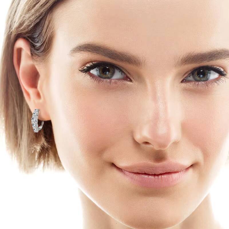 Womens 925 Silver Engagement Earrings with 4mm 35mm 3mm Moissanite Clasp Hoop Style Accent Stones for Stylish Looks