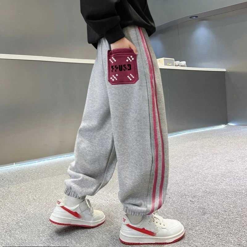 Boys Cotton Casual Pants Kids Grey Trousers Sweatpants Outdoor Clothes for Children Boys Clothing 10 To 14 Years 2025 NewT251027