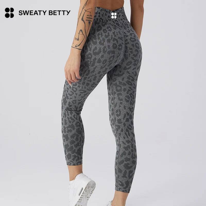 winter jacket women Sweaty Betty Women's Peach Fiess Leopard Pattern Nine Cent Running Tights Hip Lifting Exercise Seamless Yoga Pants