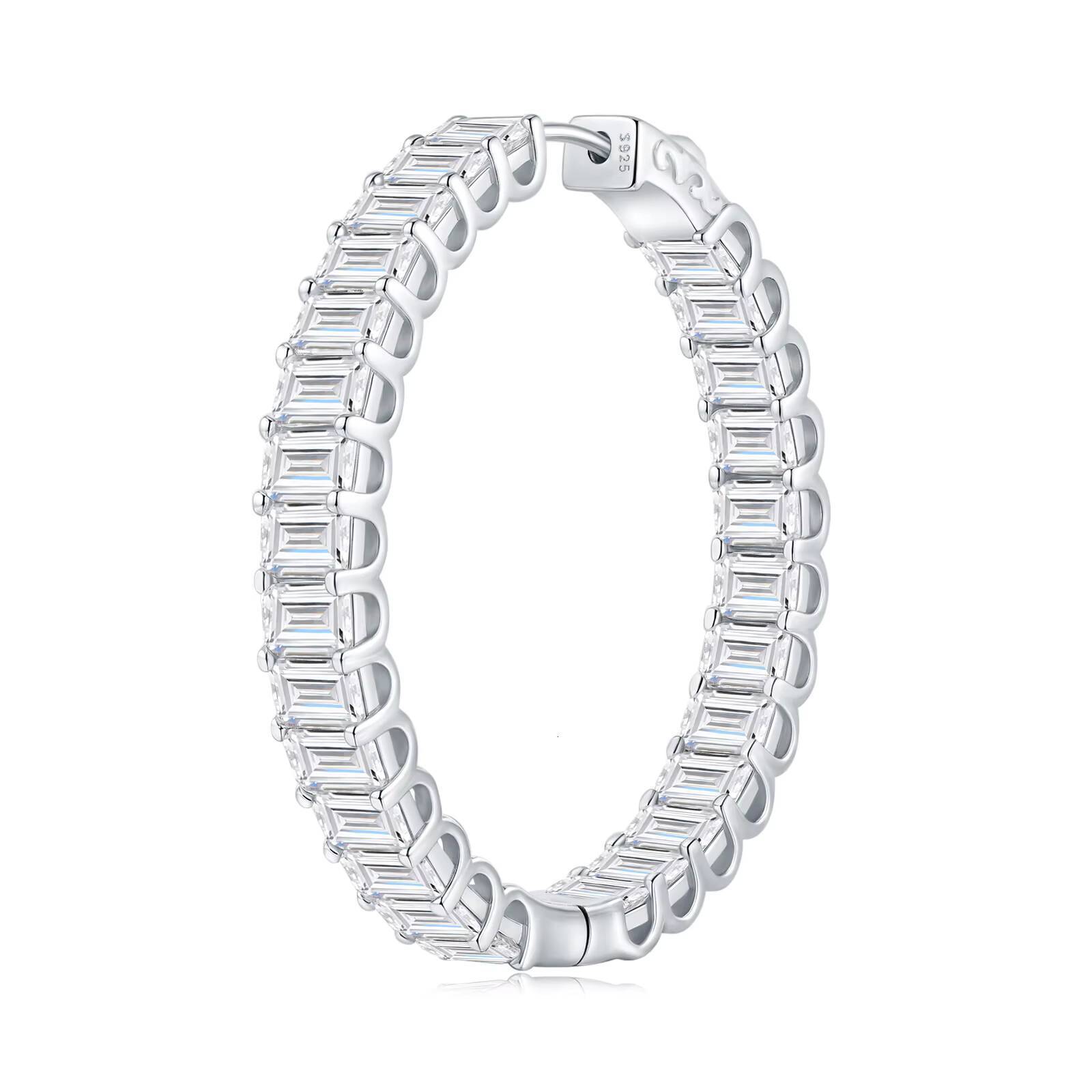 Emerald Cut Earrings Hypoallergenic Womens Luxury Hip Hop Style Earrings 925 Sterling Silver Earrings Full Moissanite Earrings