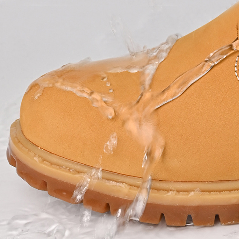 2026 Autumn Winter Fleece Lined High Top Boots Unisex Large Sizes 34-47 Versatile Fashion Couple Work Boots Yellow for Men and Women Outdoor Shoes fre