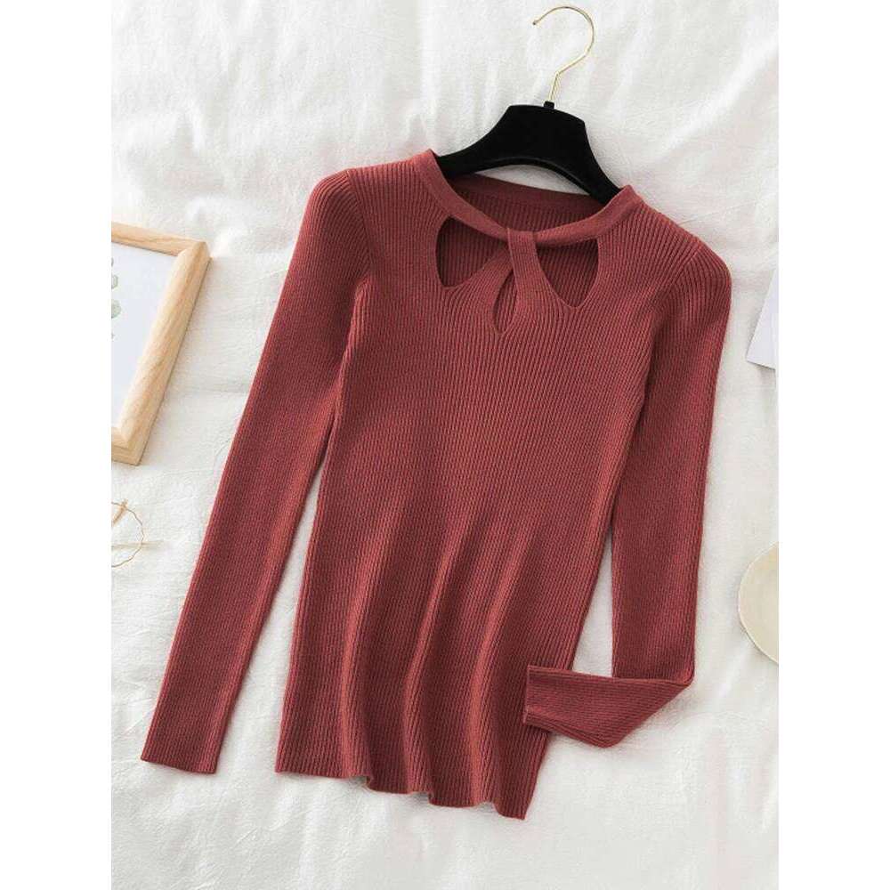 2025 Fashion Hollow Out Sweaters Autumn Winter Tops Slim Women Pullover Knitted Sweater Basic Solid Jumper Soft Warm Pull Designer Sweater Women Women