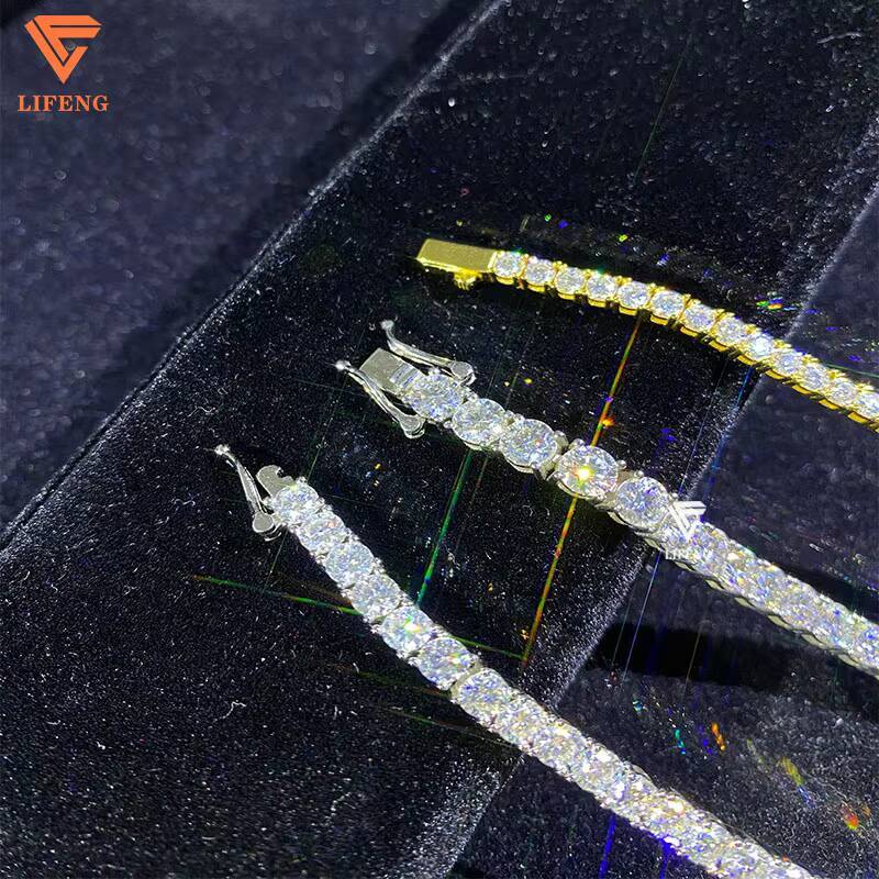 FactoryPrice 3mm 4mm 5mm Moissanite Diamond Tennis Chains Hip Hop Silver Jewelry Necklaces Bracelets for Men Women Gift