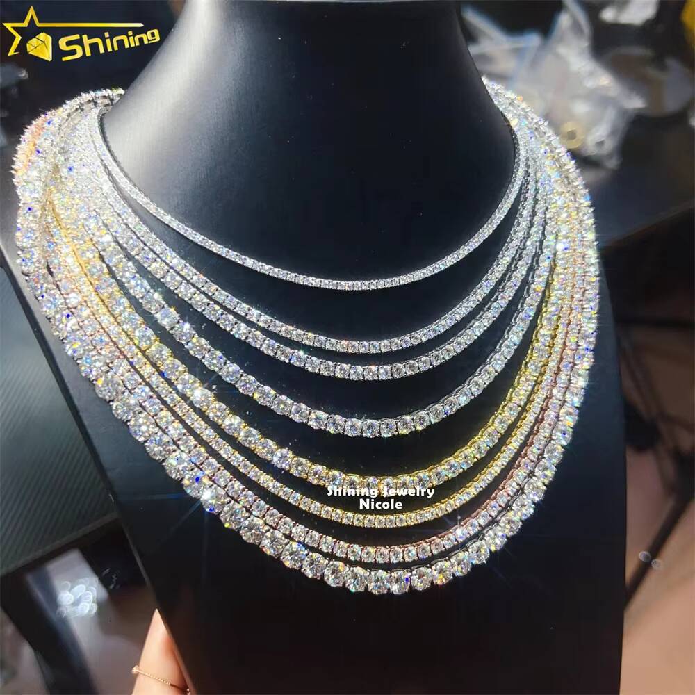 Ready to Ship Wholesale D VVS Diamond Tennis Necklace Bracelet 925 Sterling Silver Moissanite Tennis Chain