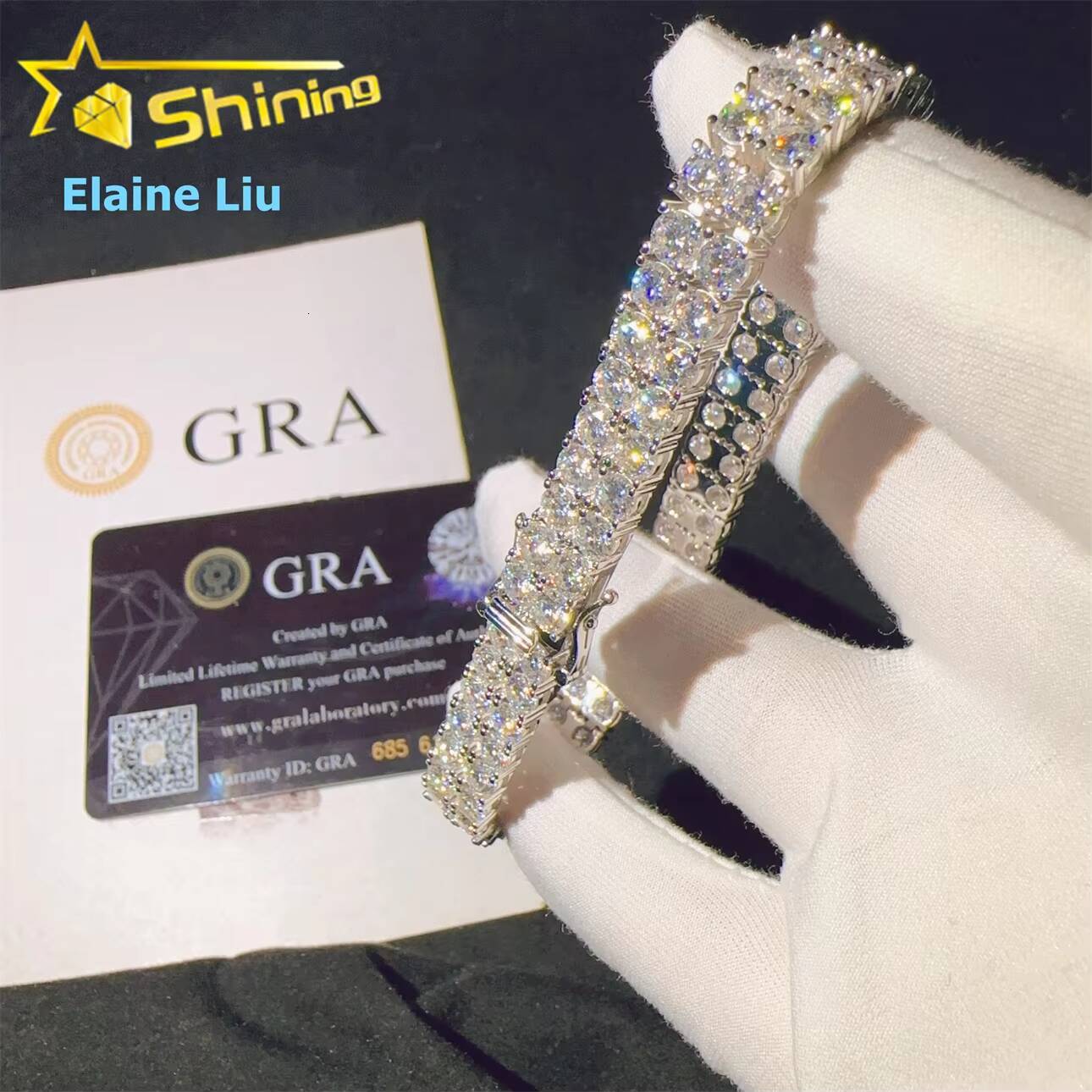 8mm Sterling Silver 925 Iced Out VVS Moissanite Diamond Luxury Hip Hop Fine Jewelry Tennis Bracelet Tennis Chain Bracelet