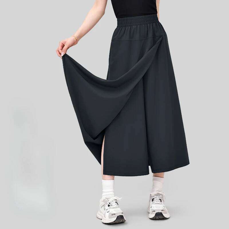 New Solid Color Loose Skirt Women's Casual All-match Split Sports Yamamoto Culottes Fashion Wide Leg Pants College Style