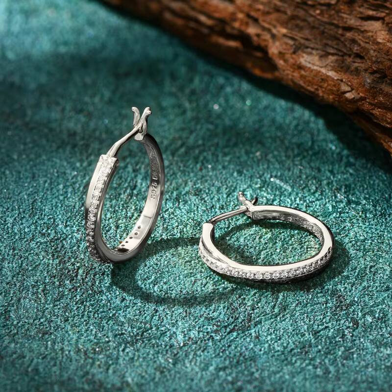925 Silver 18K Gold Plated Clip Diamond Stud Earrings Wedding Jewelry Gift Classic Real Moissanite Hoop Earrings for Women