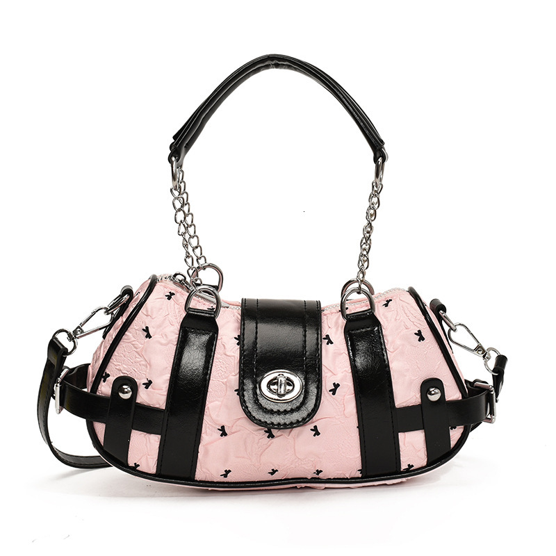 Free shipping designer bag High-end Spliced Chain Handbag New Fashion Motorcycle Shoulder Bag Large Capacity Commuter Crossbody Bag