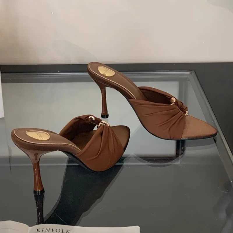 Sexy Pleated Hollow Out Strap Women Sandals Summer Pointed Toe Thin High Heels Banquet Party Female ShoesXJ251027